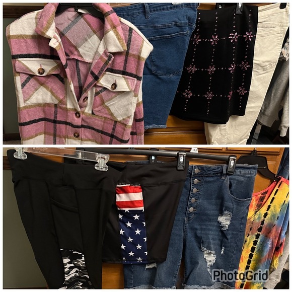 Bundle 2X SHEIN~2 Tops, 2 shorts, skirt, jeans & more!  Mostly‎ BrandNew!! (2H) - Picture 1 of 3